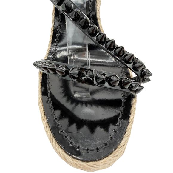 Christian Louboutin Mafaldina Espadrille Wedge Sandals Size 39 US 9 Black Spike - Picture 5 of 15
